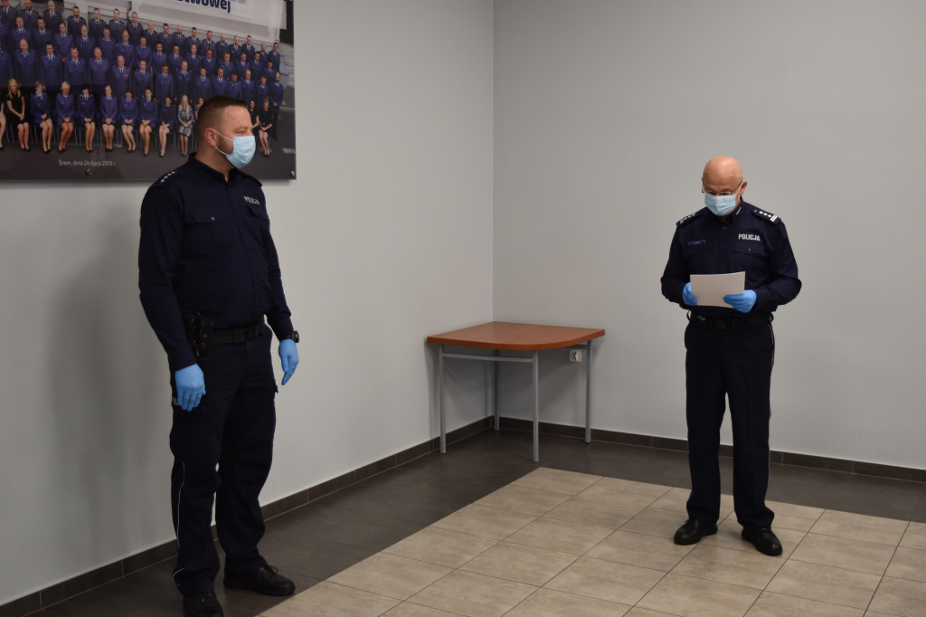 Awans asp. szt. Bartosza Limańskiego z Komendy Powiatowej Policji w Śremie