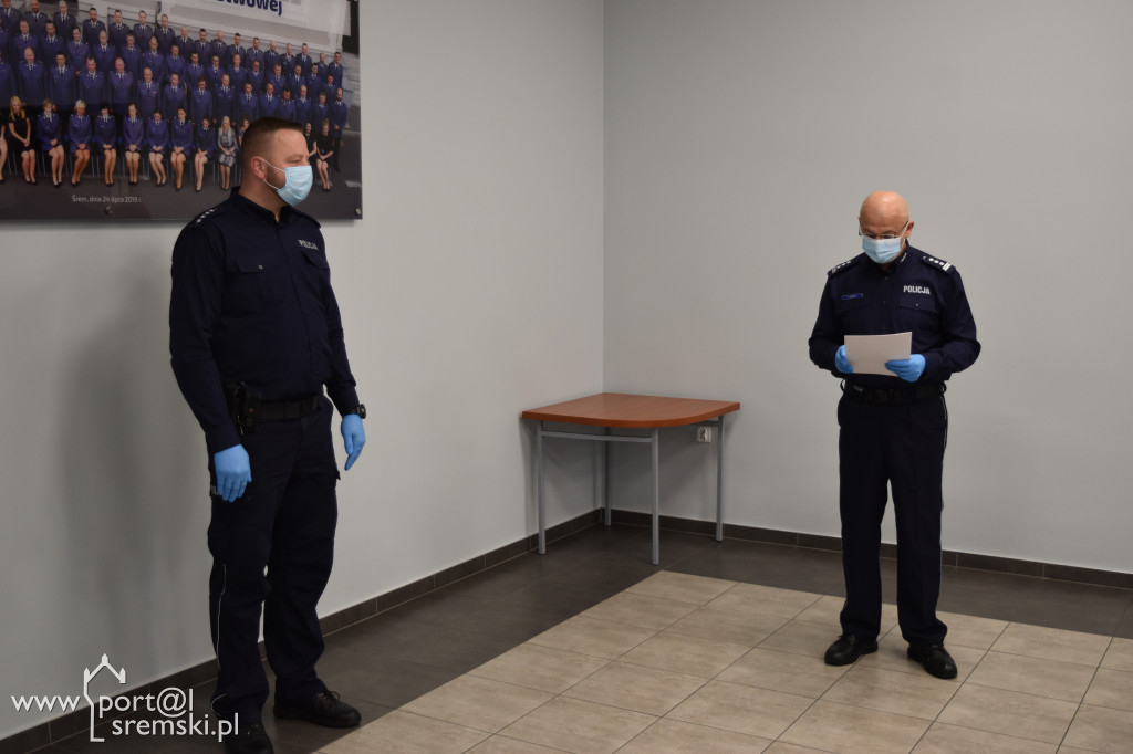 Awans asp. szt. Bartosza Limańskiego z Komendy Powiatowej Policji w Śremie