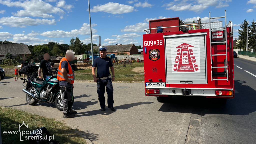 Stłuczka samochodu z motocyklem (Orkowo, 21.08.25)