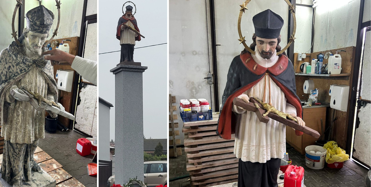 Odnowienie figury św. Jana Niepomucena w Niesłabinie