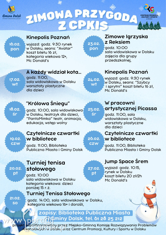 Ferie zimowe w gminie Dolsk i Książu Wlkp.