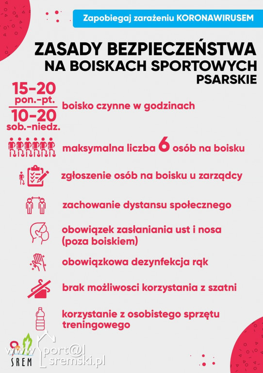 Boiska w gminie Śrem - regulamin