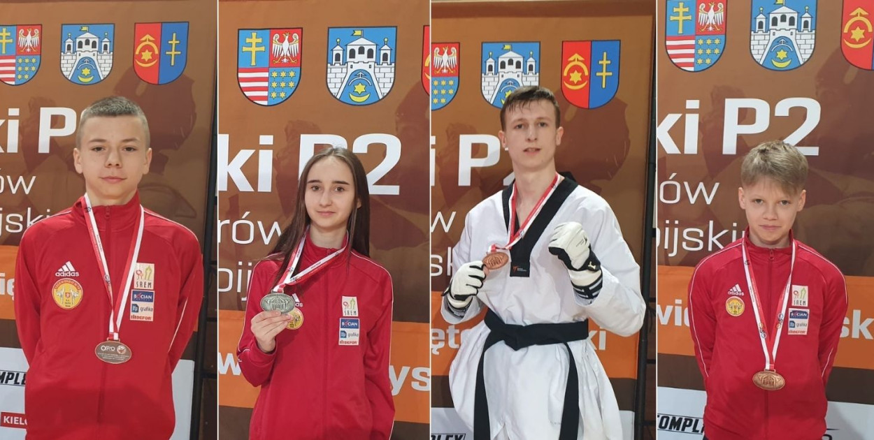 Od lewej Jan Walkiewicz, Jagoda Wojtkowska, Patryk Pieczyński i Maksymilian Marciniak