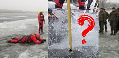 Ratownicy wbili miarkę w lód na jeziorze! Wynik pomiaru może zaskoczyć