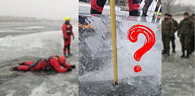 Ratownicy wbili miarkę w lód na jeziorze! Wynik pomiaru może zaskoczyć