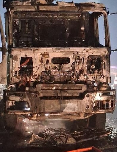 Pożar na trasie S5 pod Kościanem - Spłonęła kabina betoniarki