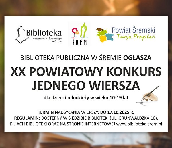 XX Powiatowy Konkurs Jednego Wiersza w Śremie. Szansa dla młodych poetów-83049