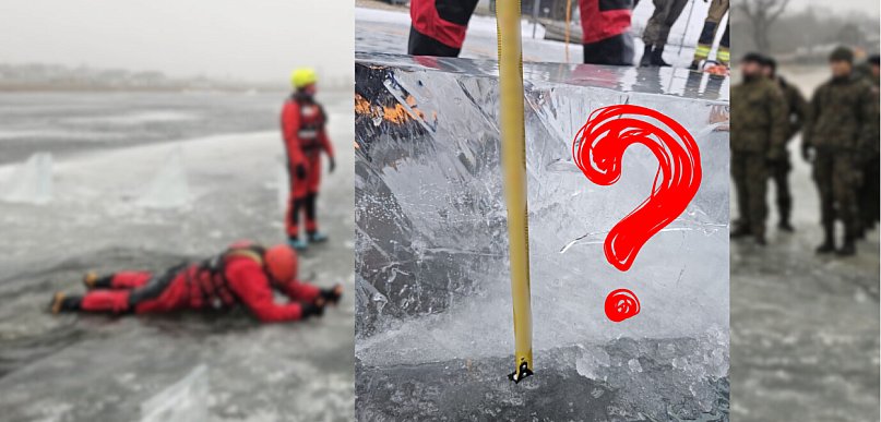 Ratownicy wbili miarkę w lód na jeziorze! Wynik pomiaru może zaskoczyć