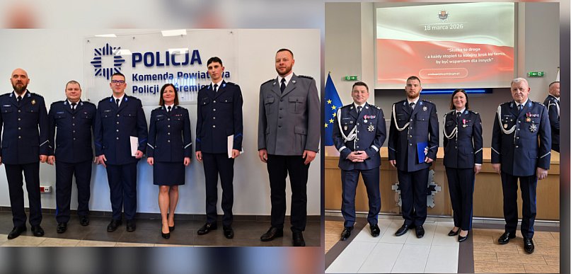 Policjanci z KPP Śrem z wyższymi stopniami! Uroczysta zbiórka w Poznaniu