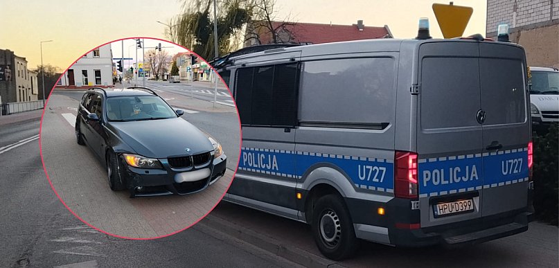 Kolizja w rejonie Rynku - Kierowca BMW uderzył w słup, chcąc uniknąć wypadku