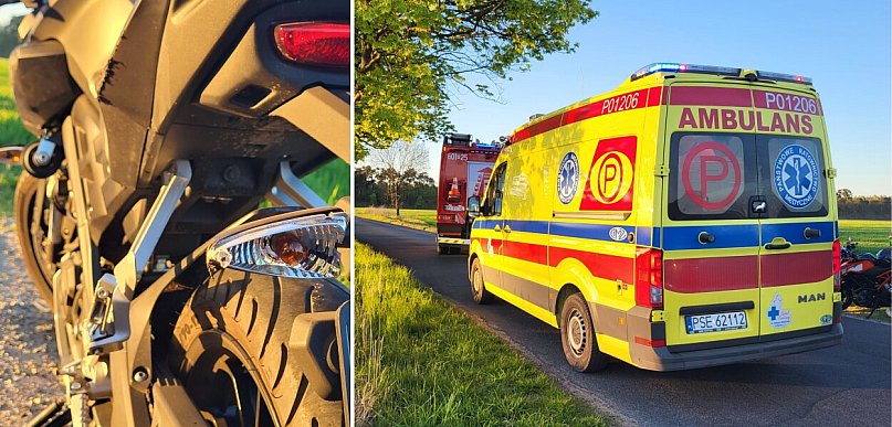 Wypadek z udziałem motocykla i sarny. Motocyklistka odwieziona do szpitala