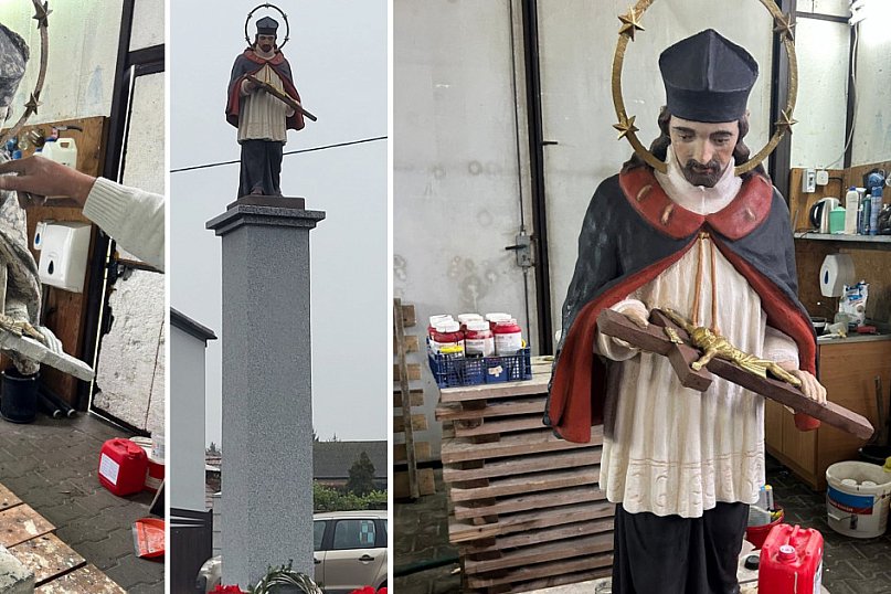 Odnowienie figury św. Jana Niepomucena w Niesłabinie