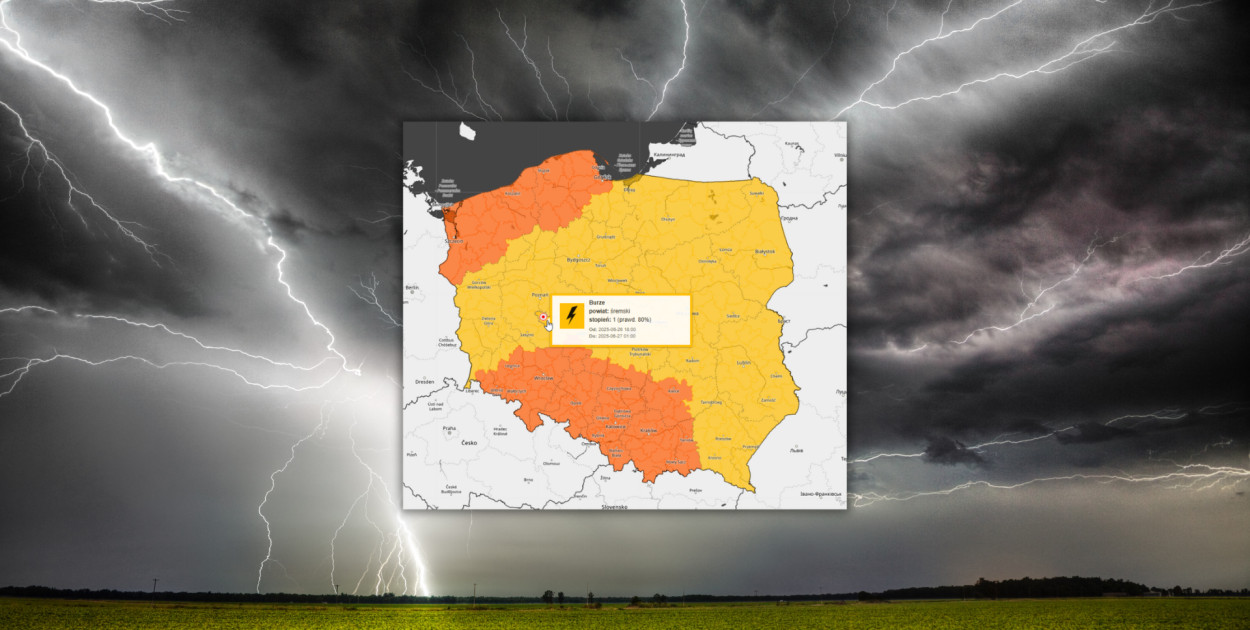 W powiecie mogą wystąpić burze, intensywne opady deszczu i wiatry 80 km/h.